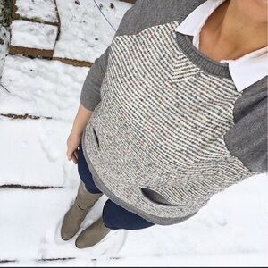 J. Crew Grey Baseball Tweed Sweater